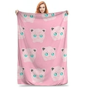 Pokémon Pikachu Cartoon Jigglypuff Blanket Super Soft Throw Blanket Lightweight Blanket for Men Women Friend Family Warm Throw Blankets for Couch Sofa Bed Birthday Christmas Gift